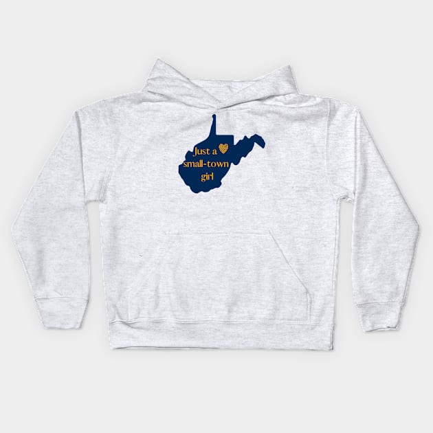 WV Small Town Girl Kids Hoodie by West Virginia Women Work